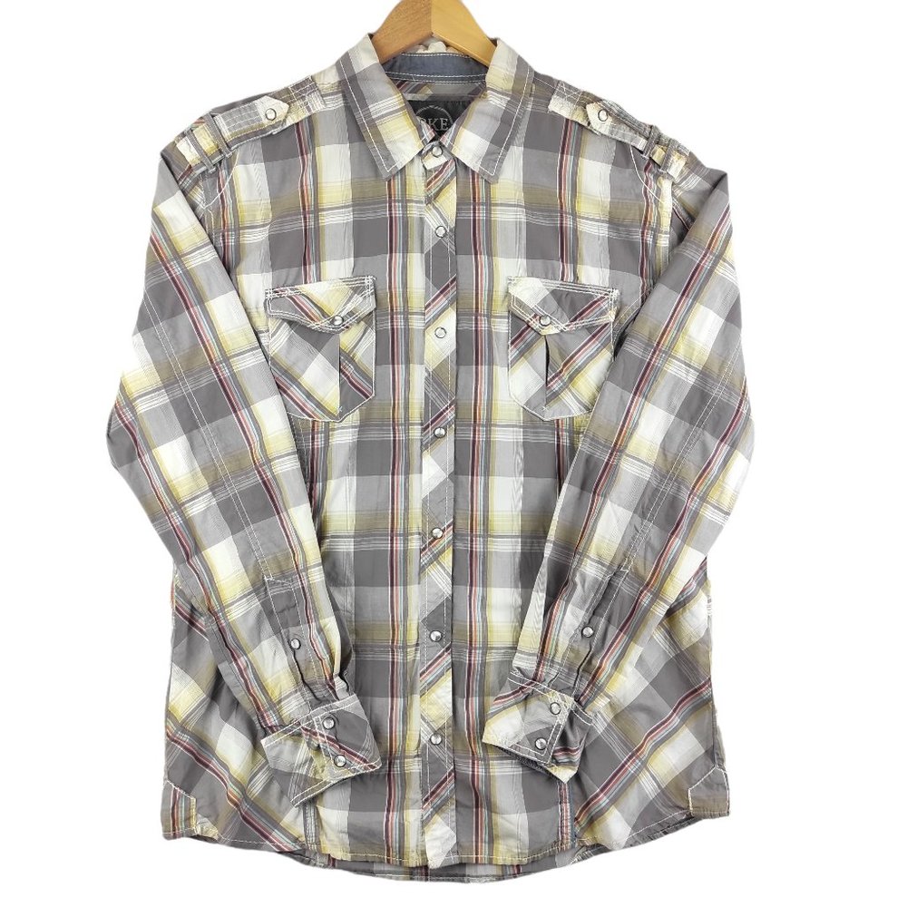 BKE Pearl Snap Multicolor Long Sleeve Button Shirt Men's Sz XL